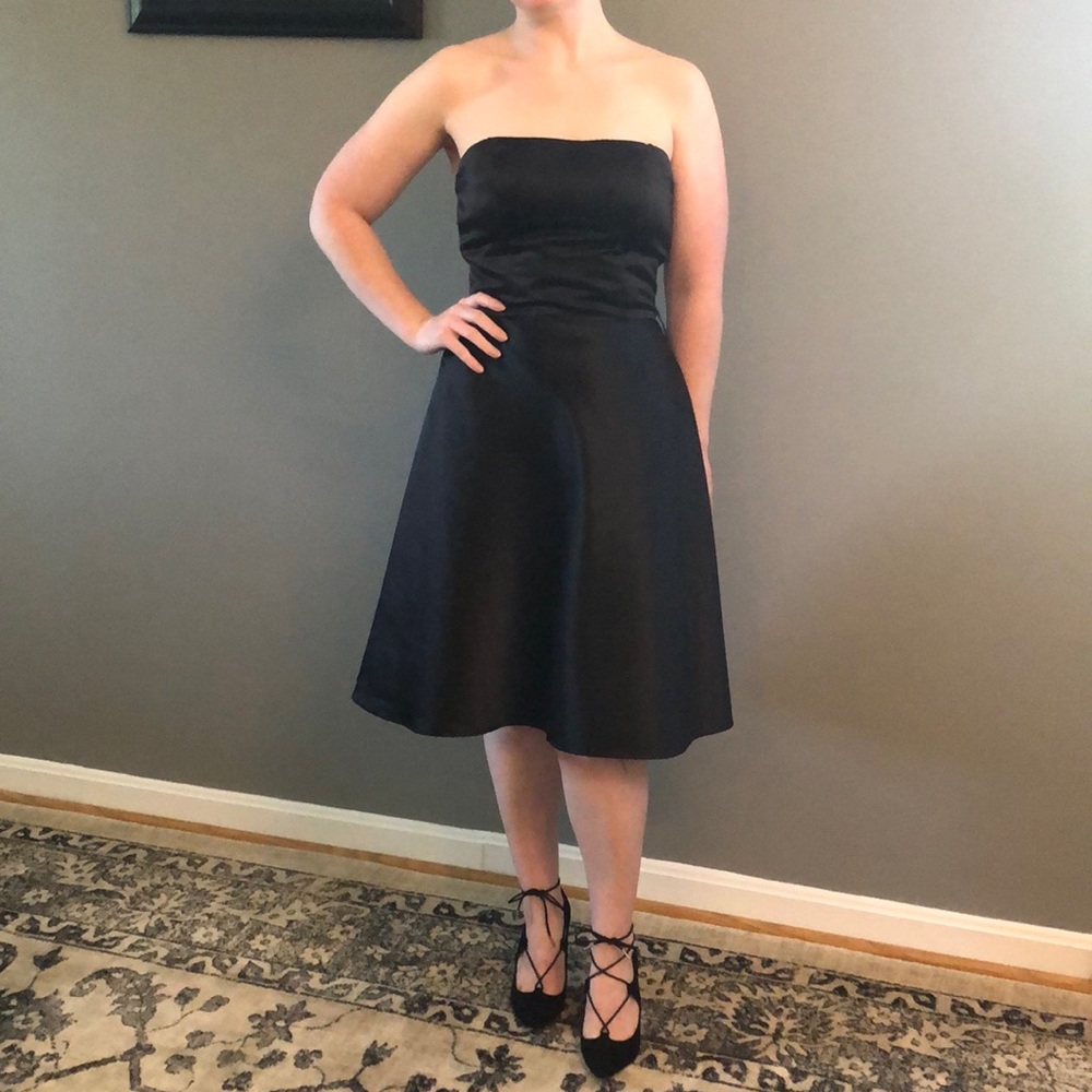 Bill Levkoff classics black satin cocktail dress